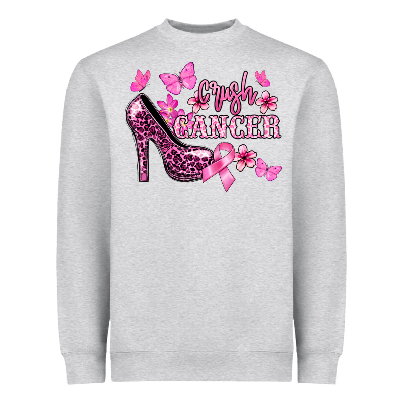 Crush Cancer With High Heels Cancer Awareness Heavyweight Sweatshirt by HowdyJamesFarm | Teevron