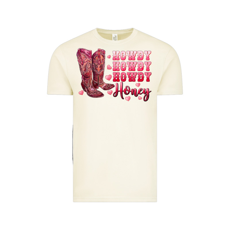 Howdy Howdy Howdy Honey With Cowgirl Boots Vintage Tee by RanaPortraitStore | Teevron