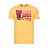 Vintage Mustard howdy howdy howdy honey with cowgirl boots Vintage Tee - RanaPortraitStore