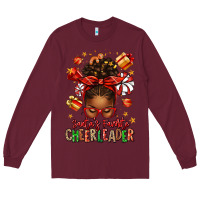 Burgundy santa's favorite cheerleader afro messy bun Long Sleeve Tee - texasbilliewilder