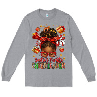 Heather Grey santa's favorite cheerleader afro messy bun Long Sleeve Tee - texasbilliewilder