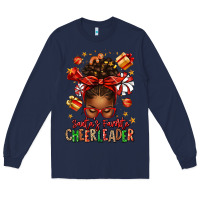 Navy santa's favorite cheerleader afro messy bun Long Sleeve Tee - texasbilliewilder