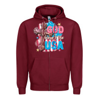 Burgundy God Blessed the USA Zipper Hoodie - FaDigitalArtStudio