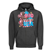 Charcoal Heather God Blessed the USA Zipper Hoodie - FaDigitalArtStudio