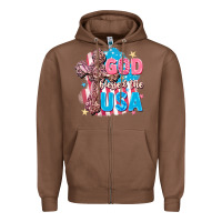 Chestnut God Blessed the USA Zipper Hoodie - FaDigitalArtStudio
