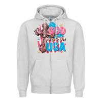 Dove Grey God Blessed the USA Zipper Hoodie - FaDigitalArtStudio