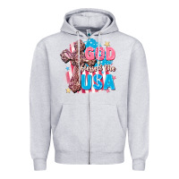 Heather Grey God Blessed the USA Zipper Hoodie - FaDigitalArtStudio