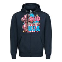 Navy God Blessed the USA Zipper Hoodie - FaDigitalArtStudio