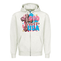 Oatmeal Heather God Blessed the USA Zipper Hoodie - FaDigitalArtStudio