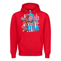 Red God Blessed the USA Zipper Hoodie - FaDigitalArtStudio