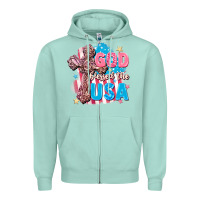 Seafoam God Blessed the USA Zipper Hoodie - FaDigitalArtStudio