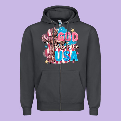 God Blessed The Usa Zipper Hoodie Designed By Fadigitalartstudio
