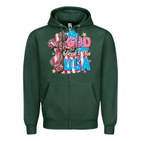 Sports Green God Blessed the USA Zipper Hoodie - FaDigitalArtStudio