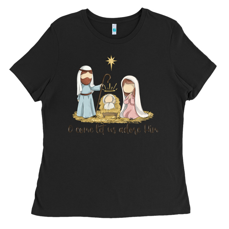 O Come Let Us Adore Him Ladies Tee by MaliasSmallBusiness | Teevron
