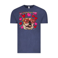 Vintage Denim valentine's day  brown english bulldog Vintage Tee - RanaPortraitStore