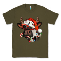 Army Green Christmas cow with antlers Classic Tee - Jasminsmagicworld
