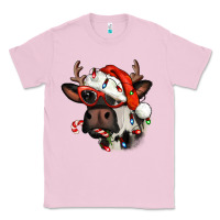 Bubblegum Pink Christmas cow with antlers Classic Tee - Jasminsmagicworld