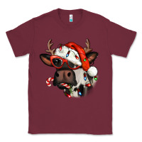 Burgundy Christmas cow with antlers Classic Tee - Jasminsmagicworld