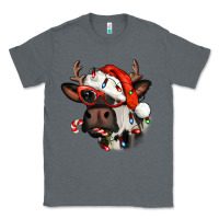 Charcoal Heather Christmas cow with antlers Classic Tee - Jasminsmagicworld