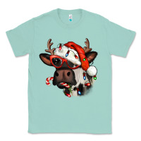 Seafoam Christmas cow with antlers Classic Tee - Jasminsmagicworld