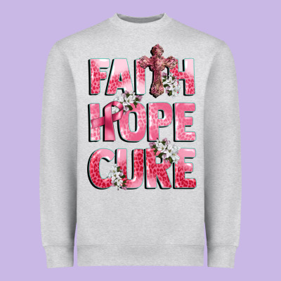 Faith Hope Cure Breast Cancer Heavyweight Sweatshirt Designed By Cowgirlartshop