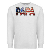 Oatmeal Heather American Flag Papa 4th of July Premium Sweatshirt - LillyAllenDesigns
