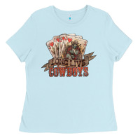 Baby Blue long live cowboys cards Ladies Tee - NancyCooperArtShop