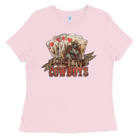Bubblegum Pink long live cowboys cards Ladies Tee - NancyCooperArtShop