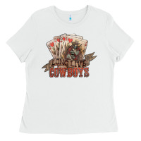 White long live cowboys cards Ladies Tee - NancyCooperArtShop