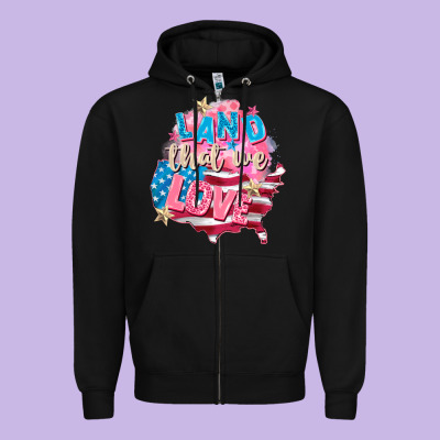 Merica Leopard Lightning Bolt Zipper Hoodie Designed By Fadigitalartstudio