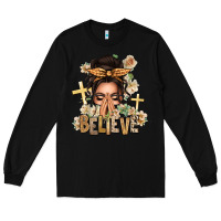 Black believe praying caucasian messy bun Long Sleeve Tee - texasbilliewilder