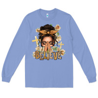 Colony Blue believe praying caucasian messy bun Long Sleeve Tee - texasbilliewilder
