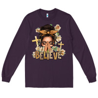 Plum believe praying caucasian messy bun Long Sleeve Tee - texasbilliewilder