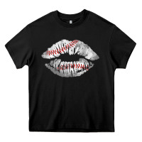 Black baseball lips Heavy Core Tee - AdoDesignShop