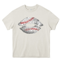 Cream baseball lips Heavy Core Tee - AdoDesignShop