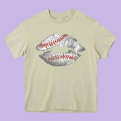 Baseball Lips Heavy Core Tee Designed By Adodesignshop