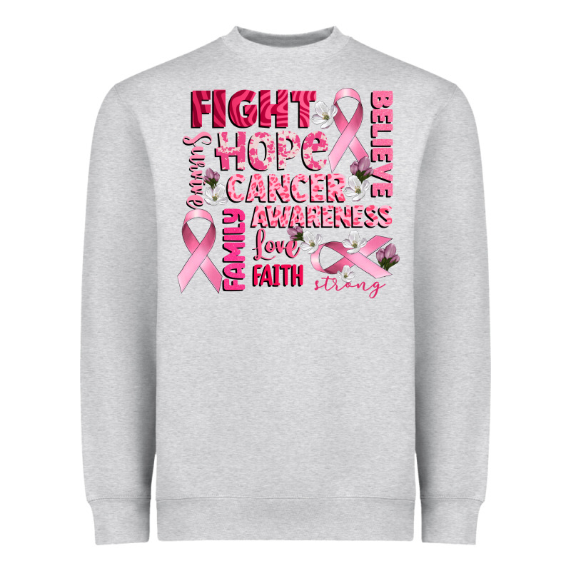 Cancer Awareness Fight Believe Hope Survive Heavyweight Sweatshirt by CowGirlArtShop | Teevron