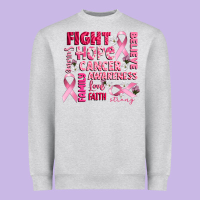 Cancer Awareness Fight Believe Hope Survive Heavyweight Sweatshirt Designed By Cowgirlartshop