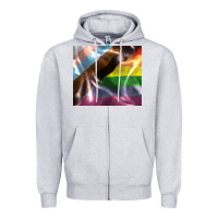 Heather Grey Pride flag Zipper Hoodie - FaDigitalArtStudio