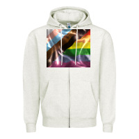 Oatmeal Heather Pride flag Zipper Hoodie - FaDigitalArtStudio