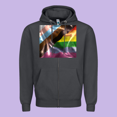 Pride Flag Zipper Hoodie Designed By Fadigitalartstudio