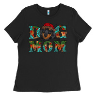 Black christmas dog mom dachshund Ladies Tee - RanaPortraitStore