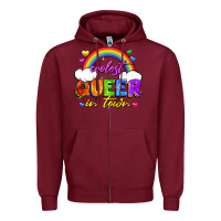 Burgundy Coolest queer in town Zipper Hoodie - FaDigitalArtStudio