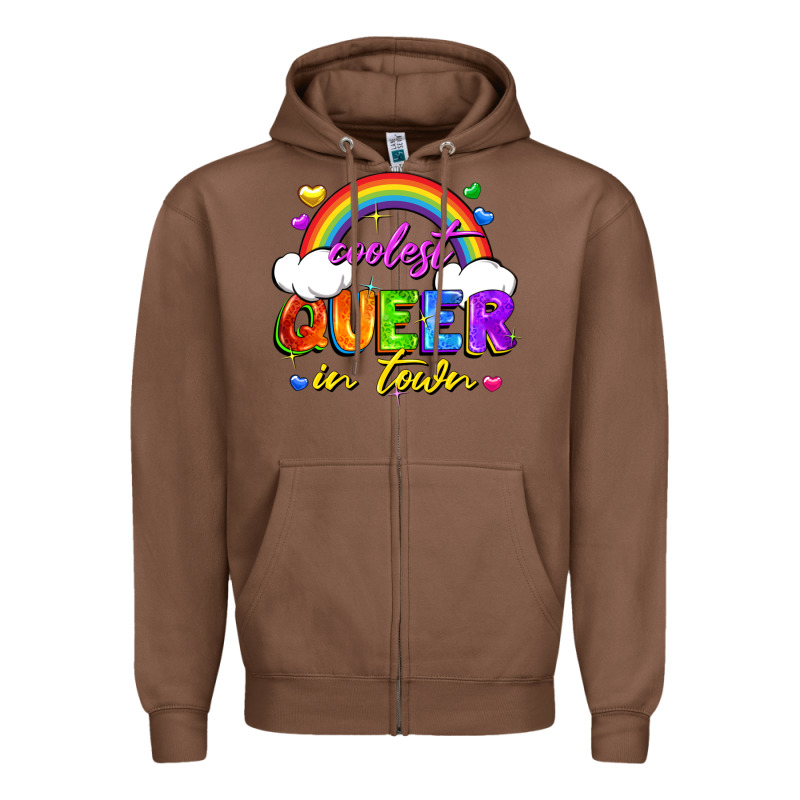 Coolest Queer In Town Zipper Hoodie by FaDigitalArtStudio | Teevron