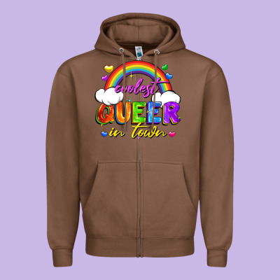 Coolest Queer In Town Zipper Hoodie Designed By Fadigitalartstudio