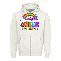 Oatmeal Heather Coolest queer in town Zipper Hoodie - FaDigitalArtStudio