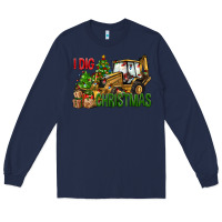 Navy I dig Christmas Long Sleeve Tee - NancyCooperArtShop