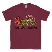 Burgundy Peace Love Stegosaurus Classic Tee - LillyAllenDesigns