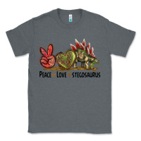 Charcoal Heather Peace Love Stegosaurus Classic Tee - LillyAllenDesigns