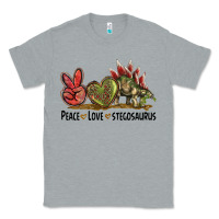 Heather Grey Peace Love Stegosaurus Classic Tee - LillyAllenDesigns